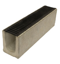 Лоток водоотводный бетонный Standart с решеткой чугунной (1000x230x290)