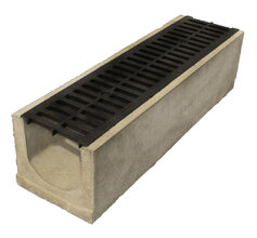 Лоток водоотводный бетонный Standart с решеткой чугунной (1000x290x250)
