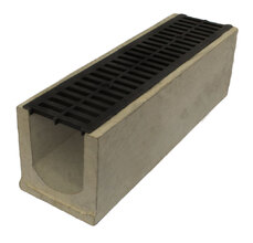 Лоток водоотводный бетонный Standart с решеткой чугунной (1000x290x300)