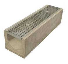 Лоток водоотводный бетонный Standart с решеткой ячеистой сталь оцинкованной (1000x230x290)