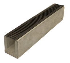 Водоотводный лоток бетонный Standart с решеткой чугунной (1000x165x190)